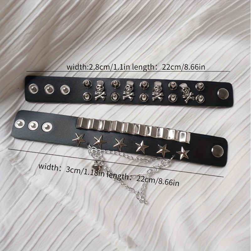 Punk Style PU Leather Chunky Bangle Bracelet Hand Jewelry